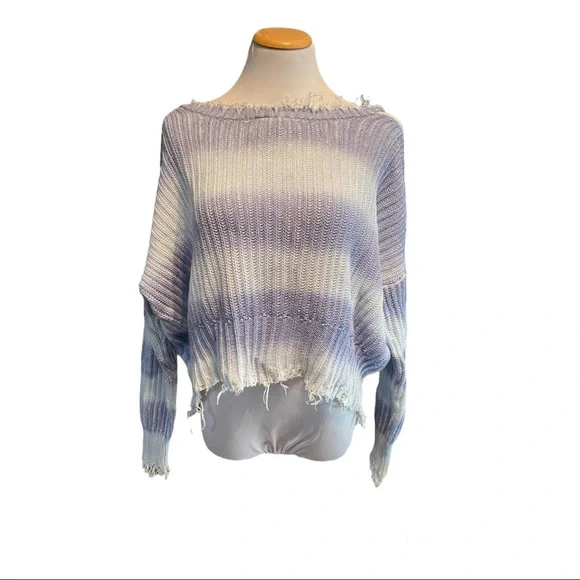White Crow Periwinkle Fade Ombré Stripe Sweater - Picture 5 of 8